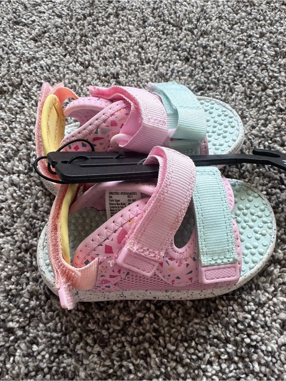 NEW Baby Girl Pink & Mint Open-Toe Velcro Sandals